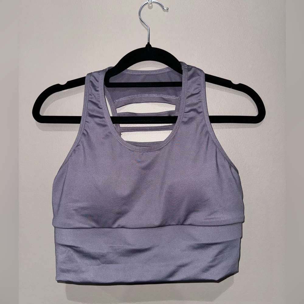 NEW* MEDIUM MAUVE PURPLE CUT-OUT RACER BACK SPORTS BRA